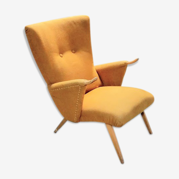 50s 60s Danish armchair has ears golden