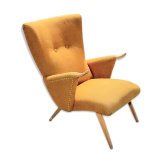 50s 60s Danish armchair has ears golden