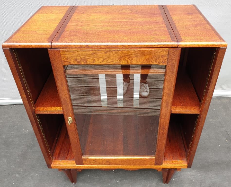 Meuble musique teck art déco pour vinyles