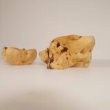 Scandinavian Modern Set of 2 Organic Bowls in Swedish Burl Wood, circa 1990s