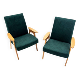 Two vintage green armchairs by Jaroslav Šmídek for Jitona, Czechoslovakia, 1960s