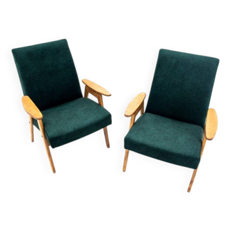 Two vintage green armchairs by Jaroslav Šmídek for Jitona, Czechoslovakia, 1960s