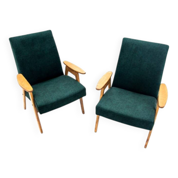 Two vintage green armchairs by Jaroslav Šmídek for Jitona, Czechoslovakia, 1960s