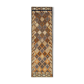 Handmade rustic oriental multicolor runner carpet 90 cm x 305 cm