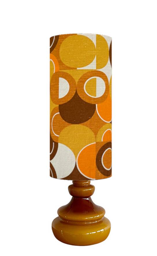 Manège brown opaline lamp H88 D28 - vintage fabric 1970