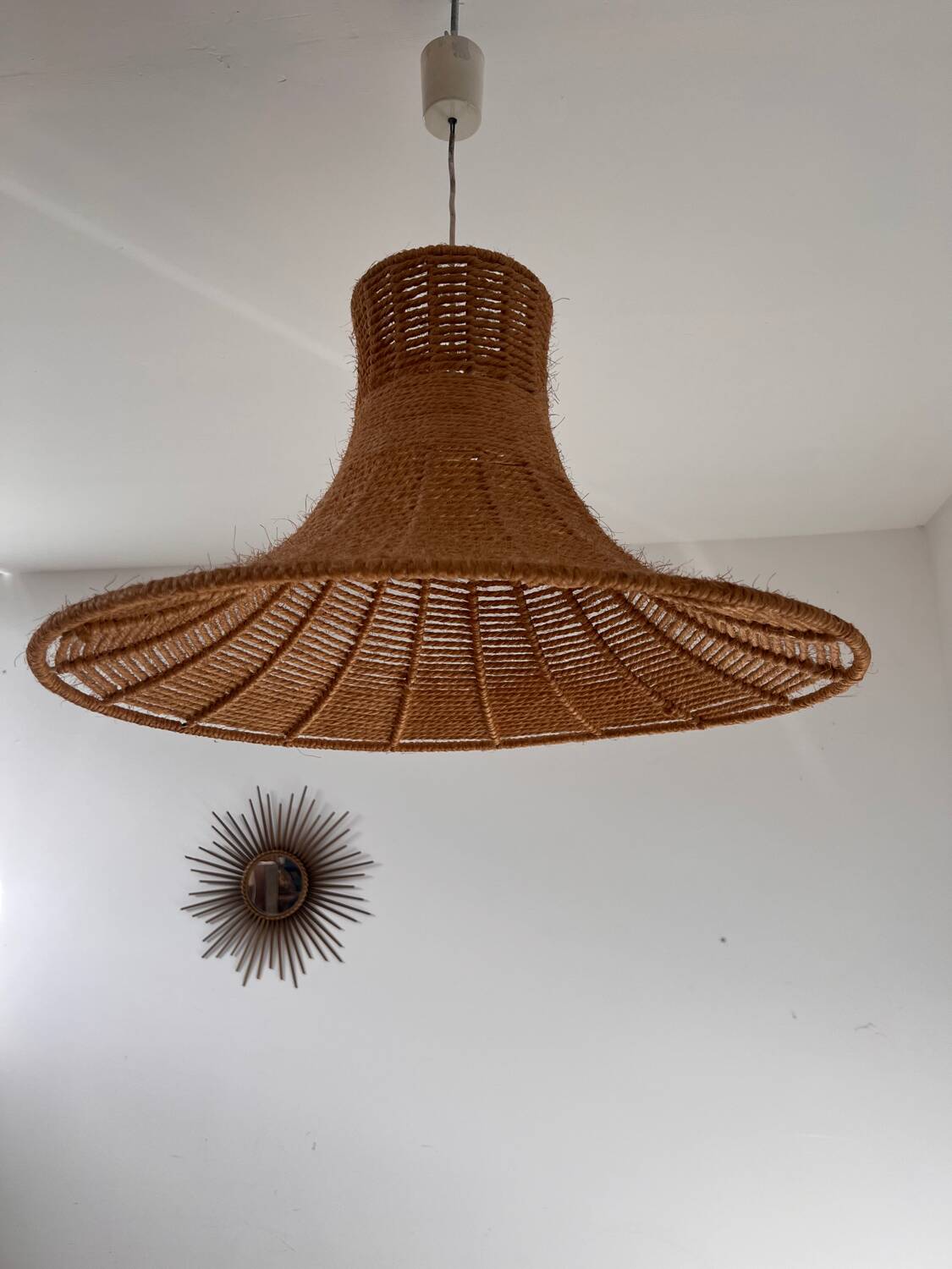Large vintage rope pendant lamp design from the 70s