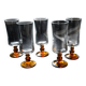 Champagne glasses with amber stems
