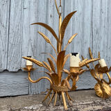 Chandelier and Pair of Wheat Sheaf Wall Lights