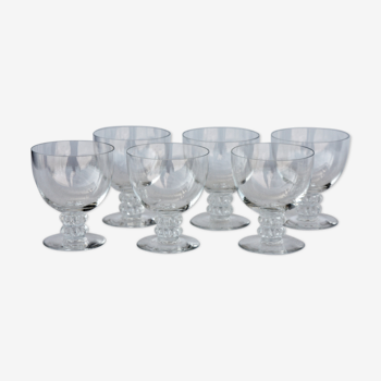 Series of 6 Lalique crystal wine glasses model Vougeot