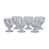 Series of 6 Lalique crystal wine glasses model Vougeot