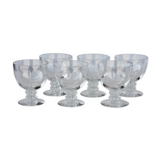 Series of 6 Lalique crystal wine glasses model Vougeot