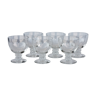 Series of 6 Lalique crystal wine glasses model Vougeot