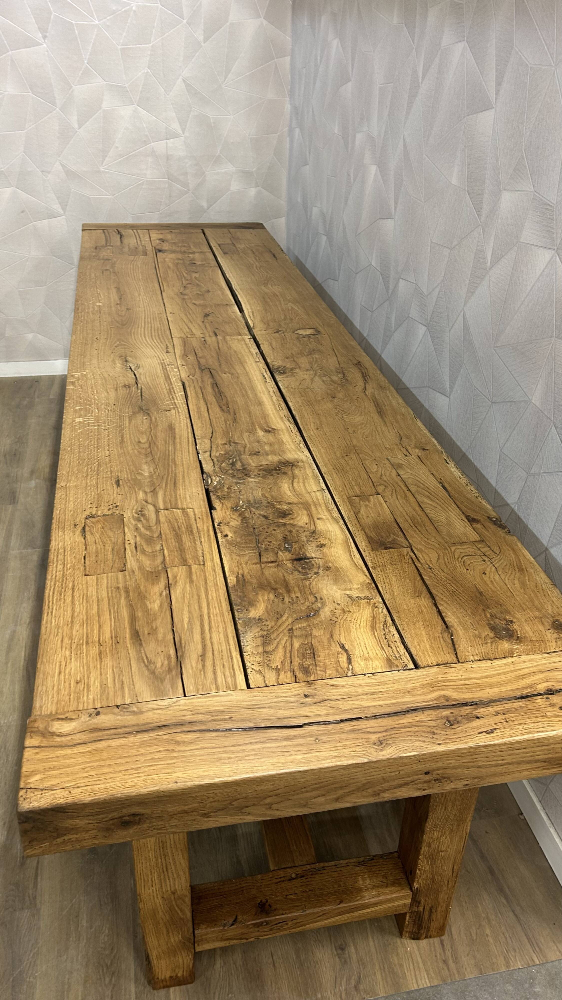 Genuine farmhouse table in renovated solid oak