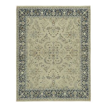 Tapis fait main oriental unique 1980s 197 cm x 252 cm beige laine tapis