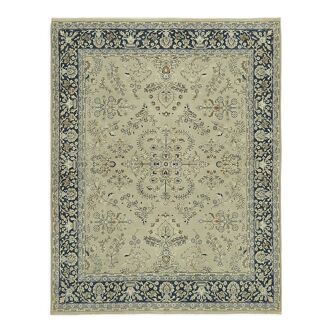 Tapis fait main oriental unique 1980s 197 cm x 252 cm beige laine tapis