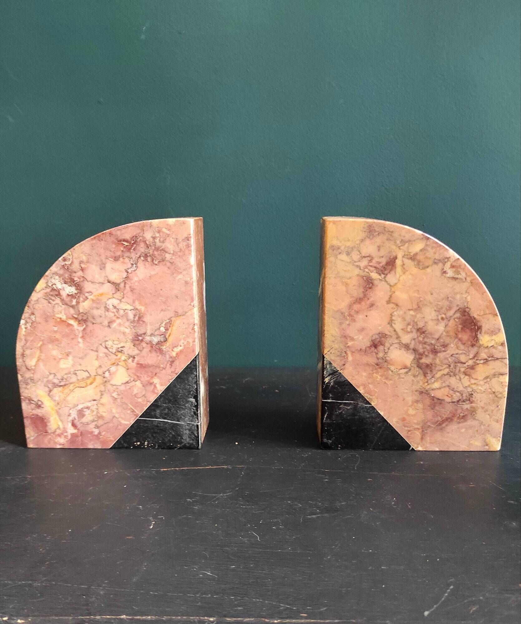 Pair of French vintage marble bookends, art Deco