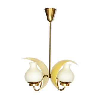 Double pendant light/chandelier by Bent Karlby for Lyfa. Denmark 1950s