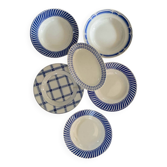 Antique crockery in white and blue.