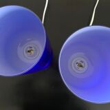 Pair vintage opaline diabolo lamps