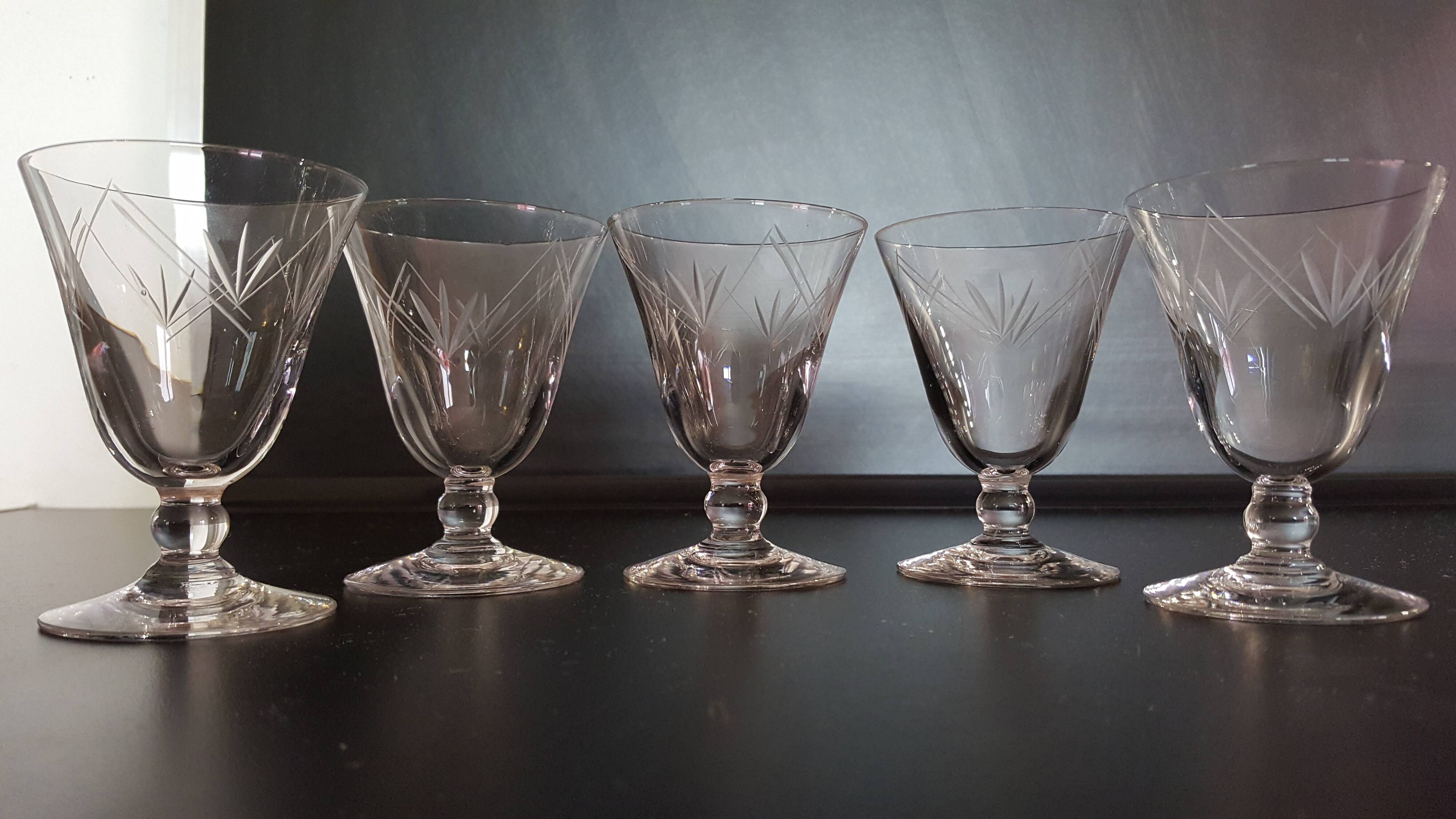 5 blown and chiseled former glasses