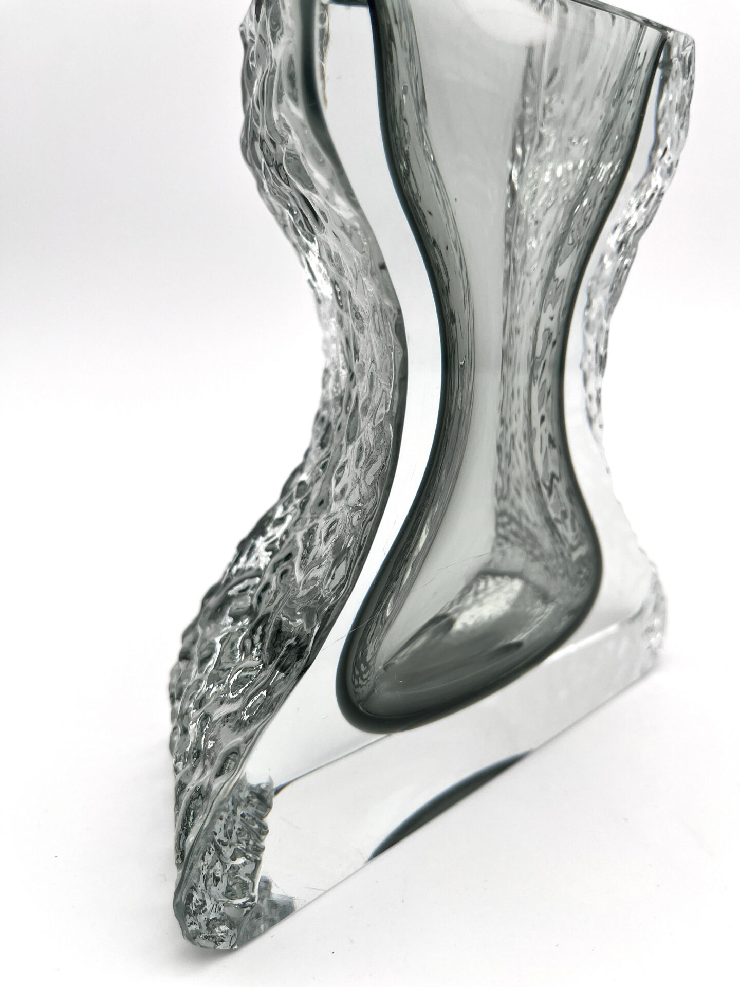 Vase Mandruzzato Murano Sommerso Fumé Texture Givrée Design 70s