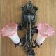 Apply 2 pink tulip Art Nouveau wall lights.