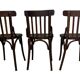 Set of 3 vintage wooden bistro chairs from around 1950.