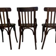 Série de 3 chaises bistrot en bois vintage vers 1950
