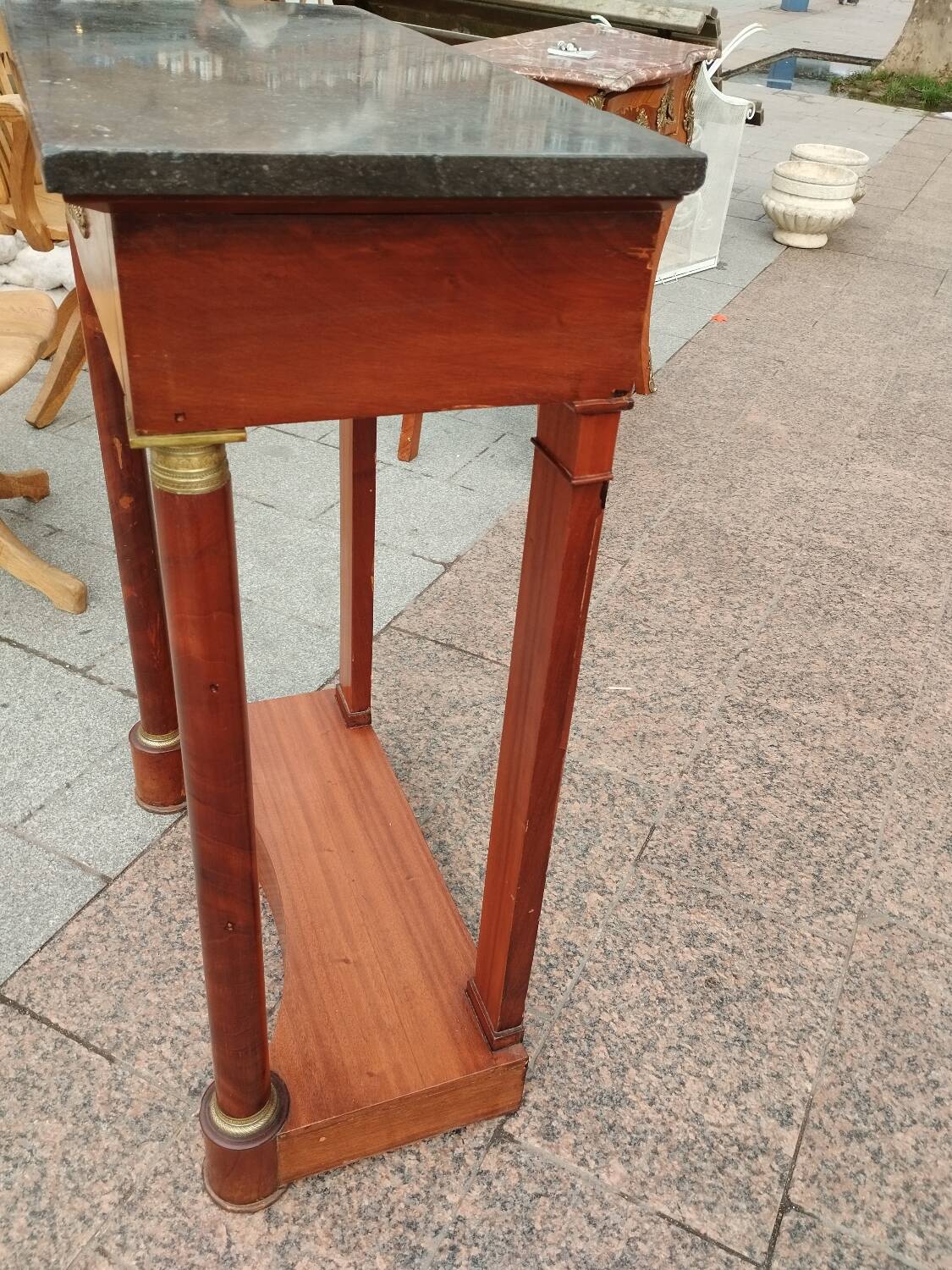 Console ancienne empire avec plateau marbre
