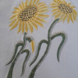 Nappe coton couleur ivoire motif tournesol