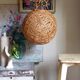 Abat-jour suspension boule vintage en osier et ficelle naturels