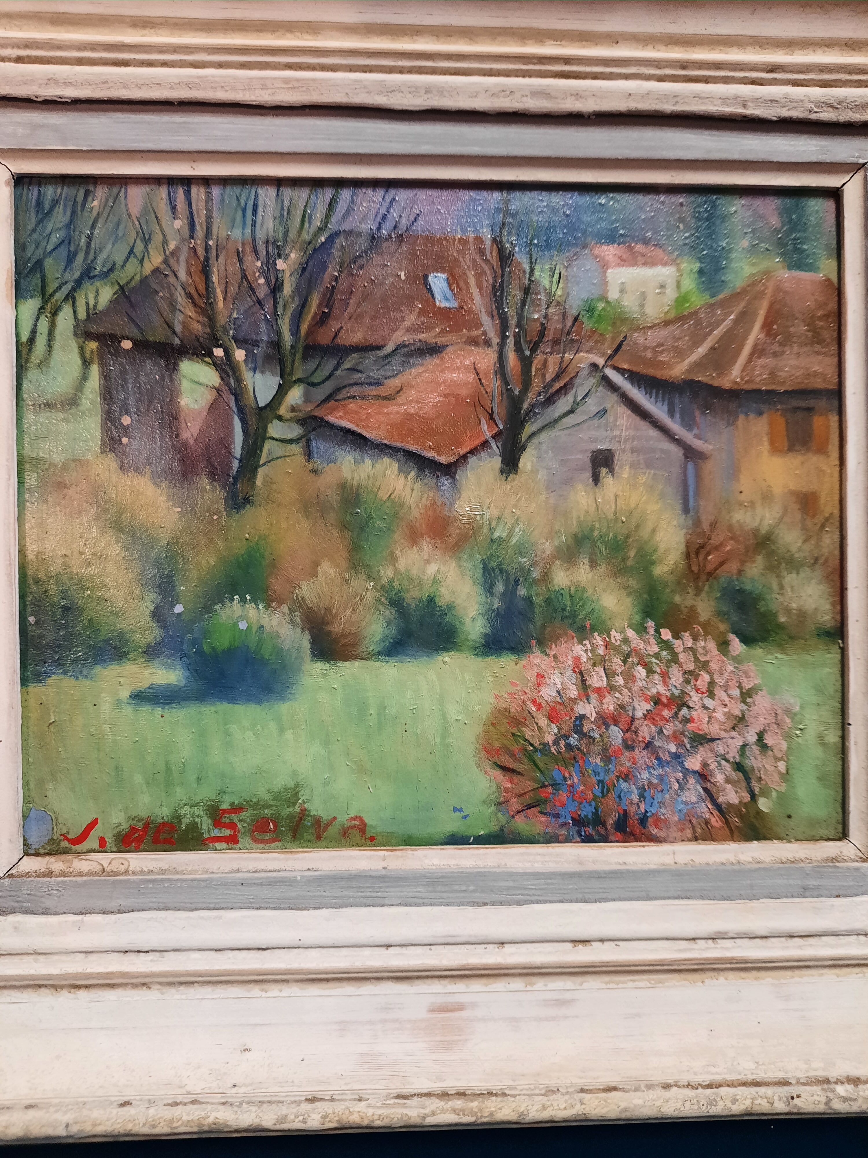 Oil on canvas landscape in the countryside