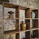 Old industrial shelf / room divider in pine, France, early 20th century