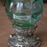 Antique glass and silver-plated metal bowl/candle holder