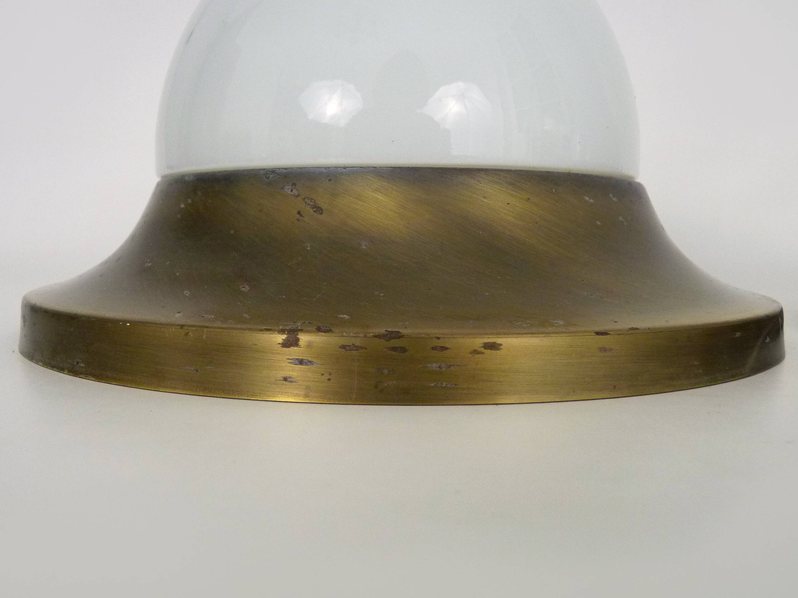 Pair of Space age wall lights made in Austria, Opaline gold metal. UFO