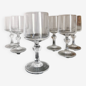 6 verres cristal pied diamant