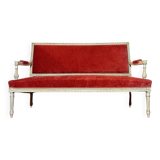 Magnificent Louis XVI 3-seater bench in lacquered wood