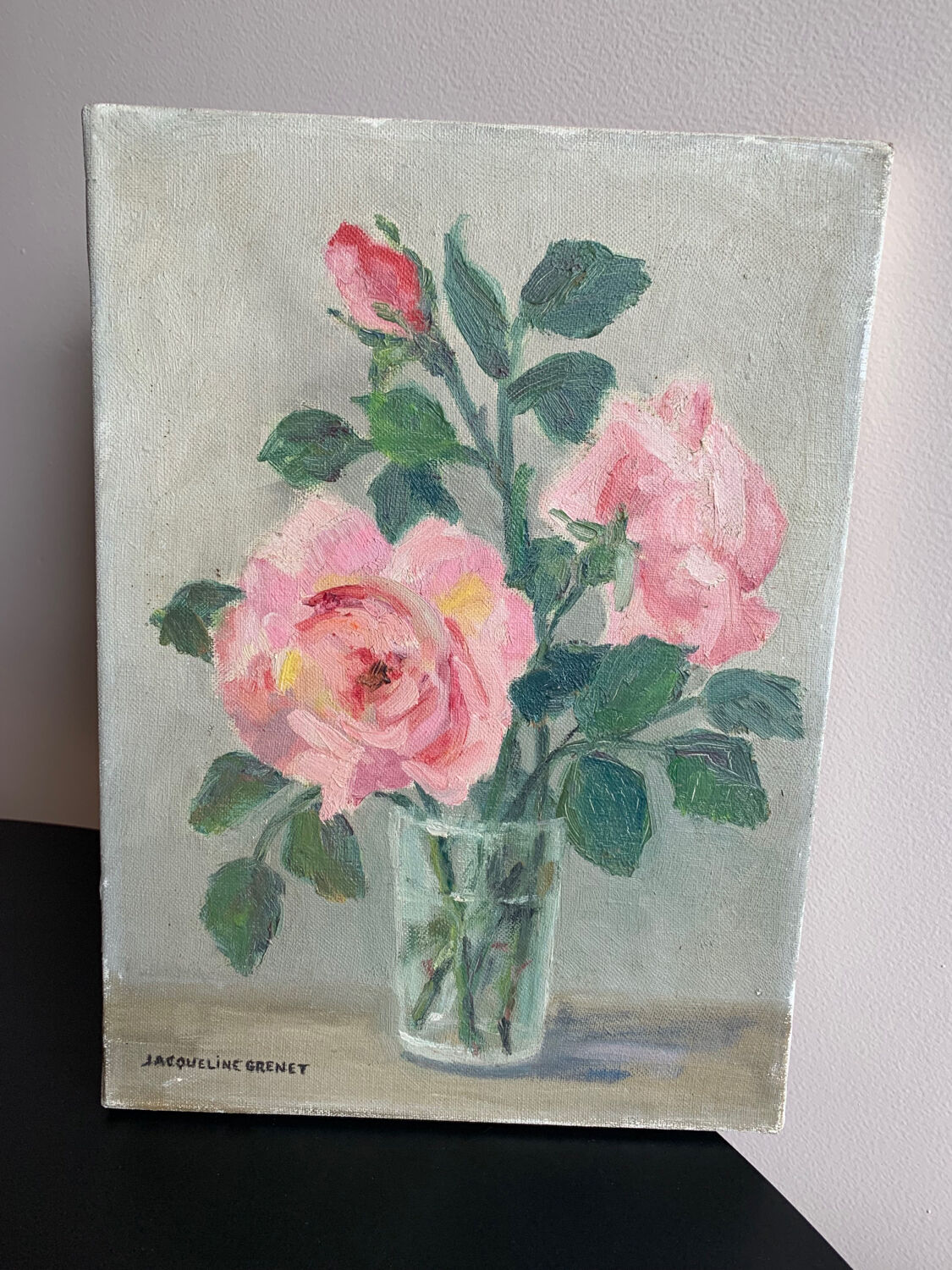 Oil on canvas bouquet of roses