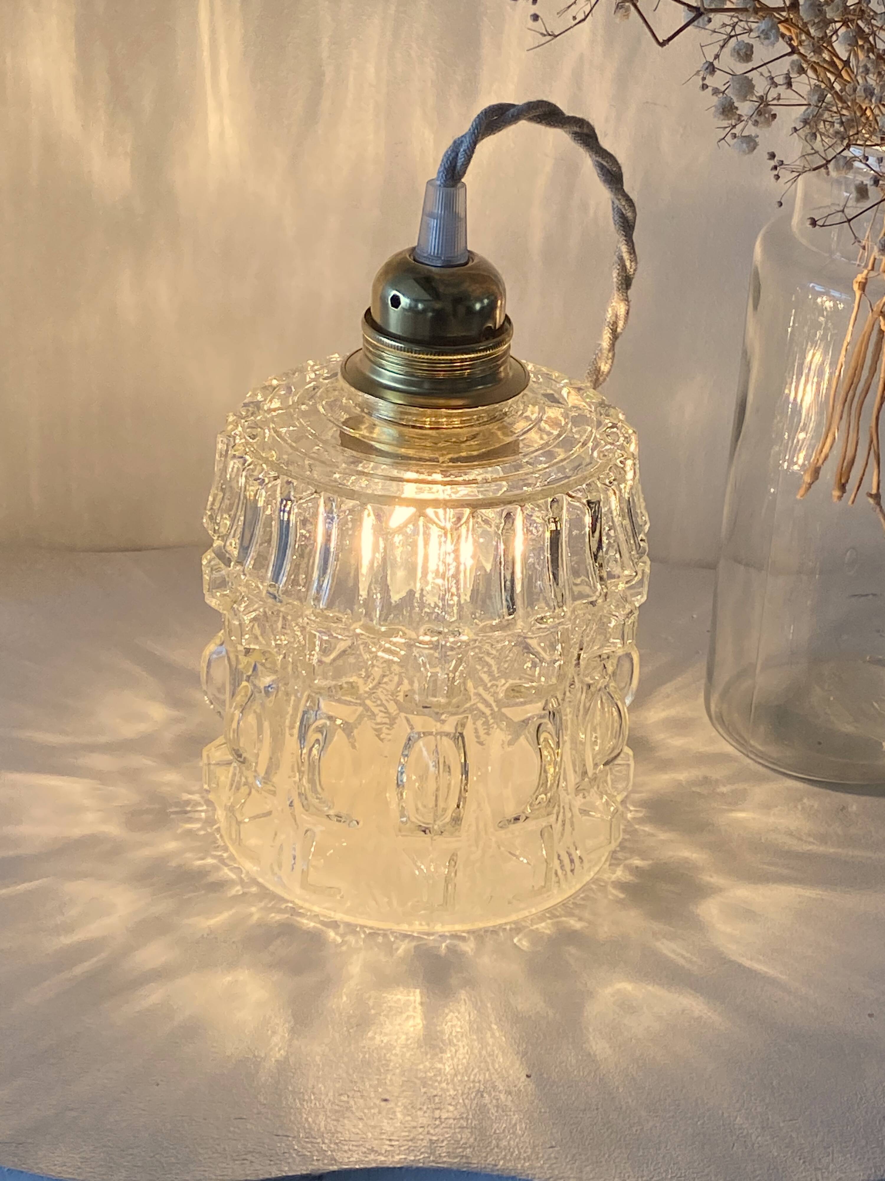 70s glass pendant light