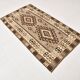 3x6 Brown Cream Handmade Antique Vintage Rug, 103x192Cm