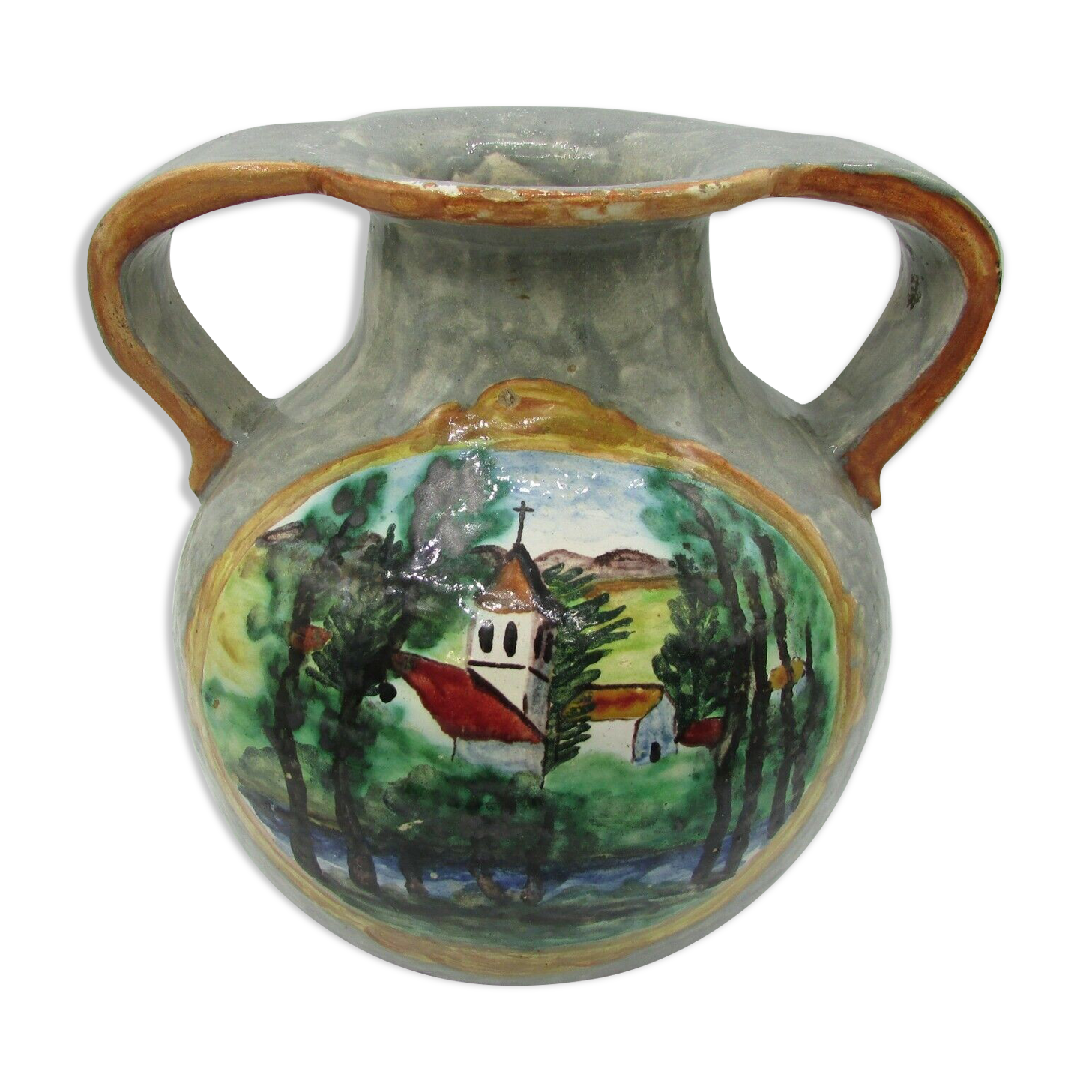 Louis Baude Montigny on Loing vase ball scenery of two impressionist landscapes