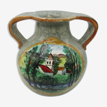 Louis Baude Montigny on Loing vase ball scenery of two impressionist landscapes