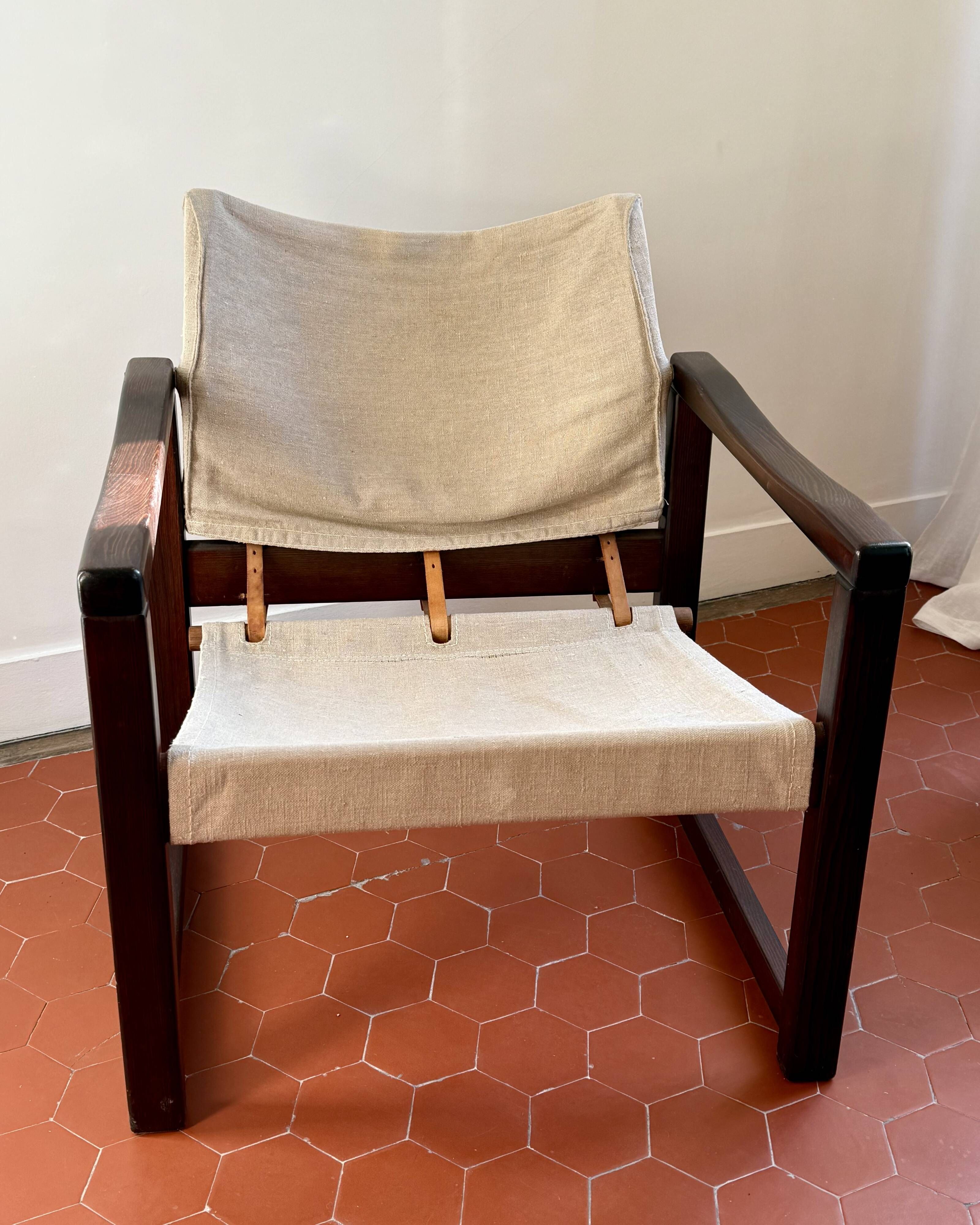 Safari armchair by Karin Mobring for IKEA 1970s in wood and canvas