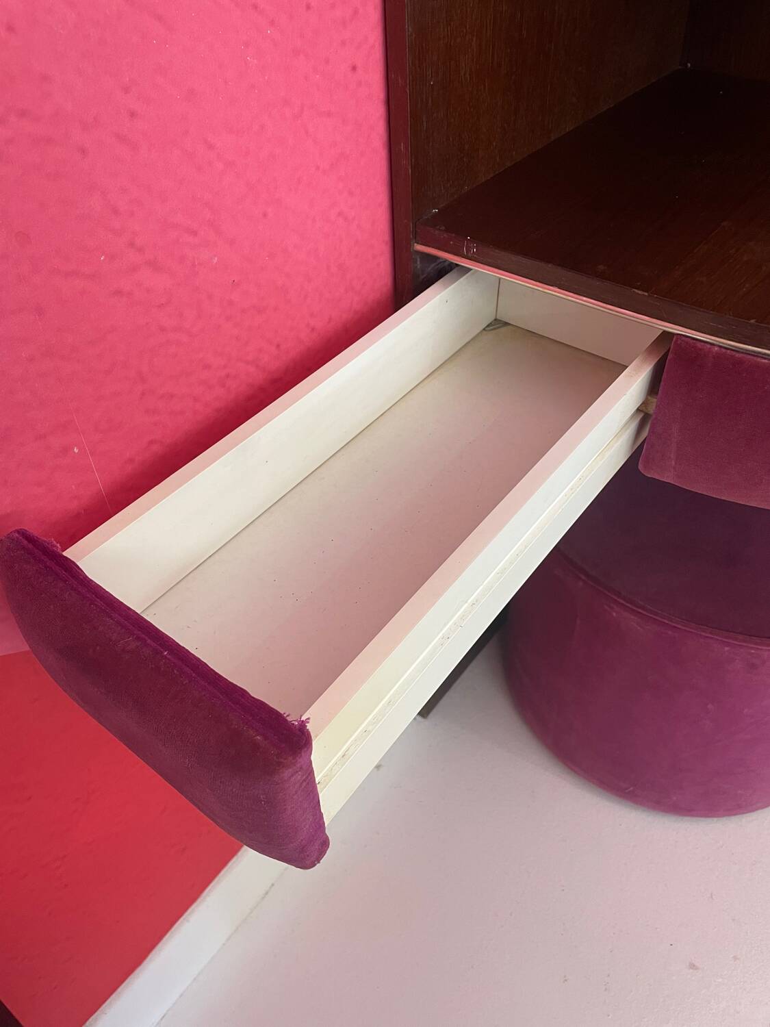 Pink velvet dressing table