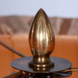 Restored Brass Art Deco Floor Lamp, France, Original Textile Shade, 1920s