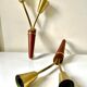 Pair of Scandinavian Midcentury wall lights sconces Brass & teak wood
