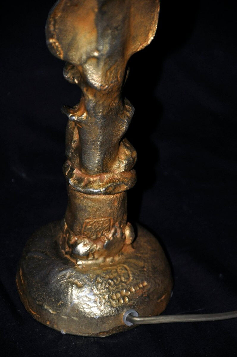 Pierre Casenove lamp base sculpture gilded bronze circa 1980