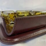 Adnet vintage leather crystal ashtray