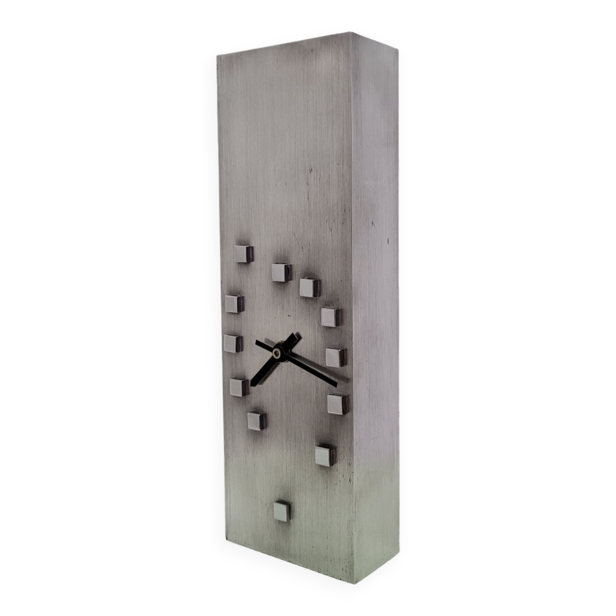Vintage aluminum table clock from the 70s