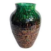 Vase amphora in glazed terracotta, signed "Accolay", 27 cm
